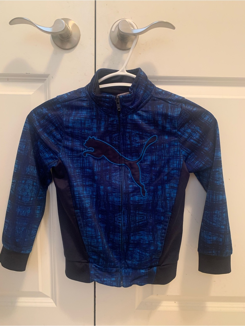 Puma Youth Navy and Royal Blue Patterned Swim Rashguard Jacket